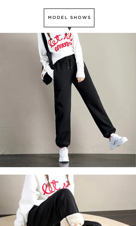 Soft women's ankle length thick fleece sweat pants